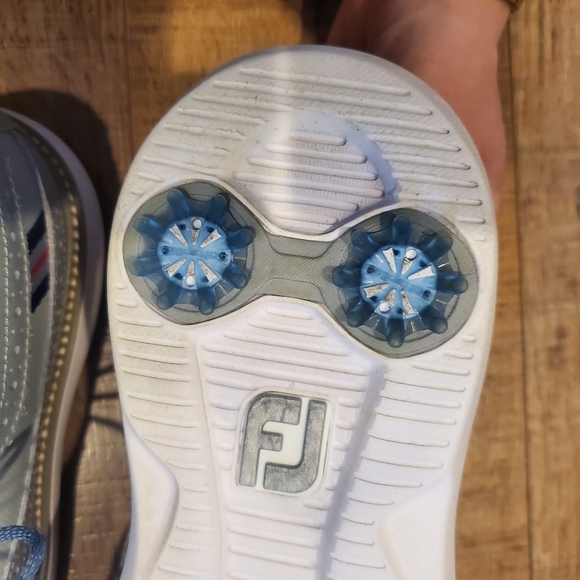 FootJoy Men's Traditional Wing Tip Golf Shoes - Blue/Grey/Red | Size 9M - Picture 13 of 14